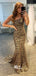 Sparkly Leopard One Shoulder Sequins Mermaid Evening Gowns Prom Dresses , WGP157