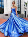 Blue Sparkly Sweetheart Criss Cross Backless A-line Evening Gowns Prom Dresses, WGP178