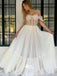 Off Shoulder Ivory Tulle Lace Appliques A-line Evening Gowns Prom Dresses, WGP196