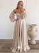 Sweetheart Strapless Puffy Sleeves Soft Satin A-line Evening Gowns Prom Dresses, WGP202