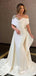 Asymmetrical Off Shoulder Rhinestones White Satin Pleats Mermaid Evening Gowns Prom Dresses, WGP209