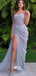 Organza Spaghetti Strap Pleats Rhinestones Sexy Slits Long Party Gowns Prom Dresses, WGP218