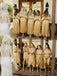 Yellow Ruffles Off Shoulder Spaghetti Straps A-ine Tea-length Bridesmaid Dresses, YPS115