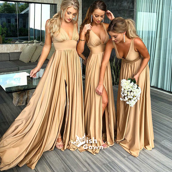 Mismatched Charming Popular Simple Cheap Long Wedding Bridesmaid Dresses, YPS117