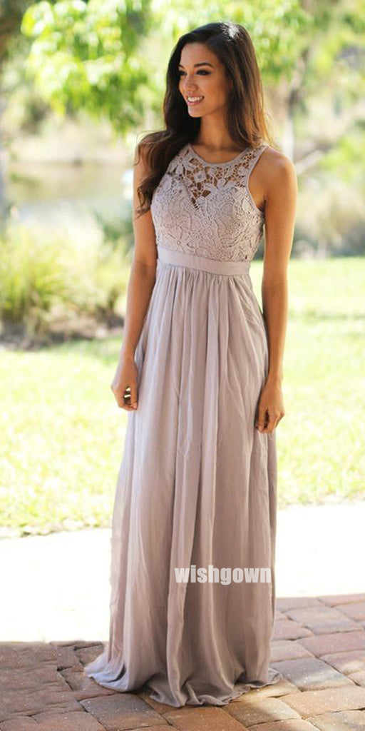 Elegant Halter Lace Chiffon Floor-length Bridesmaid Dresses, YPS151