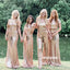 Champagne Gold Sequin Mismatched Long Bridesmaid Dresses YPS109