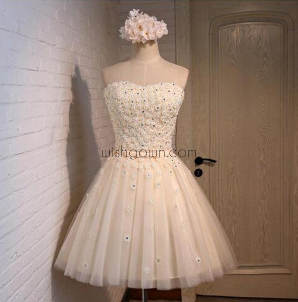 Lovely Junior Lace Beaded Short Sweetheart homecoming dresses, CM0032