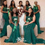 Green Mermaid Spaghetti Straps Cheap Long Bridesmaid Dresses Online, WGM133