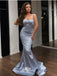 Sexy Blue Mermaid Spaghetti Straps Maxi Long Evening Prom Dresses,WGP266