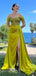 Sexy Green Mermaid Off Shoulder Side Slit Maxi Long Evening Prom Dresses, WGP254