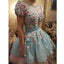 Gorgeous Short Sleeves Pretty Flowers Lovely Cheap Homecoming Dresses, BD0063