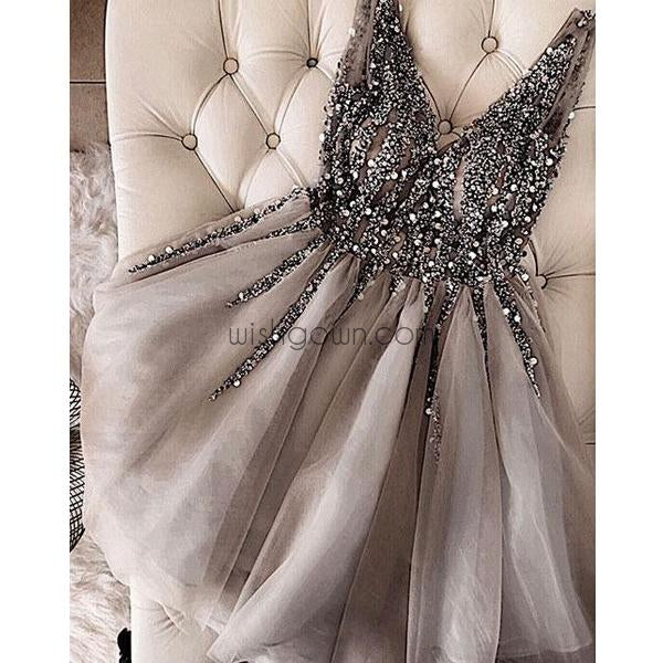 Sparkle Charming V Neck Party Cocktail Evening Short Homecoming Dress, PD0179