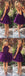 Purple Sexy Open back Halter Beaded Purple homecoming prom dresses, CM0022