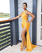 Mismatched Marigold Mermaid Side Slit Cheap Long Bridesmaid Dresses Online, WGM137