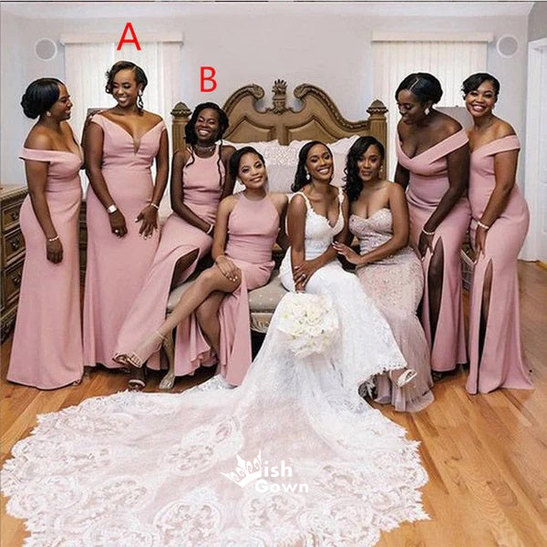 Mismatched Sexy Pink Mermaid Side Slit Maxi Long Bridesmaid Dresses On Wish Gown Mismatched Sexy Pink Mermaid Side Slit Maxi Long Bridesmaid Dresses On Wish Gown