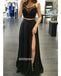 Sexy Two pieces Black High Slit Long Prom Dresses PG1180