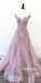 Elegant Cap Sleeve Applique Tulle Long Prom Dresses PG1185