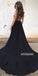 Sexy Deep V-neck Black Long Prom Dresses PG1191