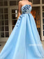 Blue A Line Long Prom Dresses With Butterfly PG1231