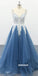 Elegant V-neck Spaghetti Strap Lace Tulle Long Prom Dresses PG1214