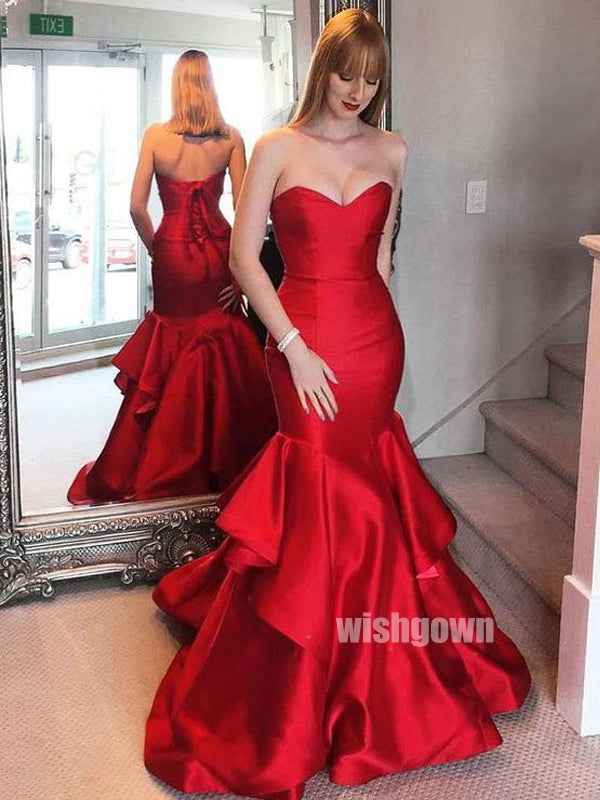 Sexy Red Sweetheart Mermaid Long Prom Dresses PG1227