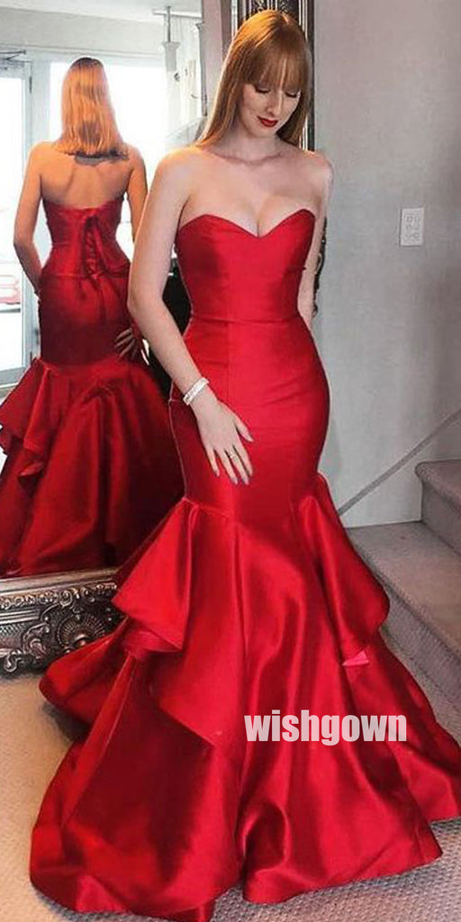Sexy Red Sweetheart Mermaid Long Prom Dresses PG1227