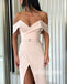 Off the Shoulder Side Slit Simple Cheap Long Prom Dresses, MD1138