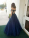 Off the Shoulder Tulle Beaded Open Back Long Prom Dresses, SG125