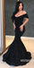 Black Off the Shoulder Mermaid Long Prom Dresses, MD1133