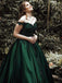 Off the Shoulder Green Inexpensive Long Prom Dresses, SG134