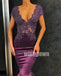 V Neck Mermaid Cap Sleeves Applique Lace Long Prom Dresses, MD1137