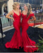 Red Mermaid Mismatched Wedding Bridesmaids Long Prom Dresses, MD1102