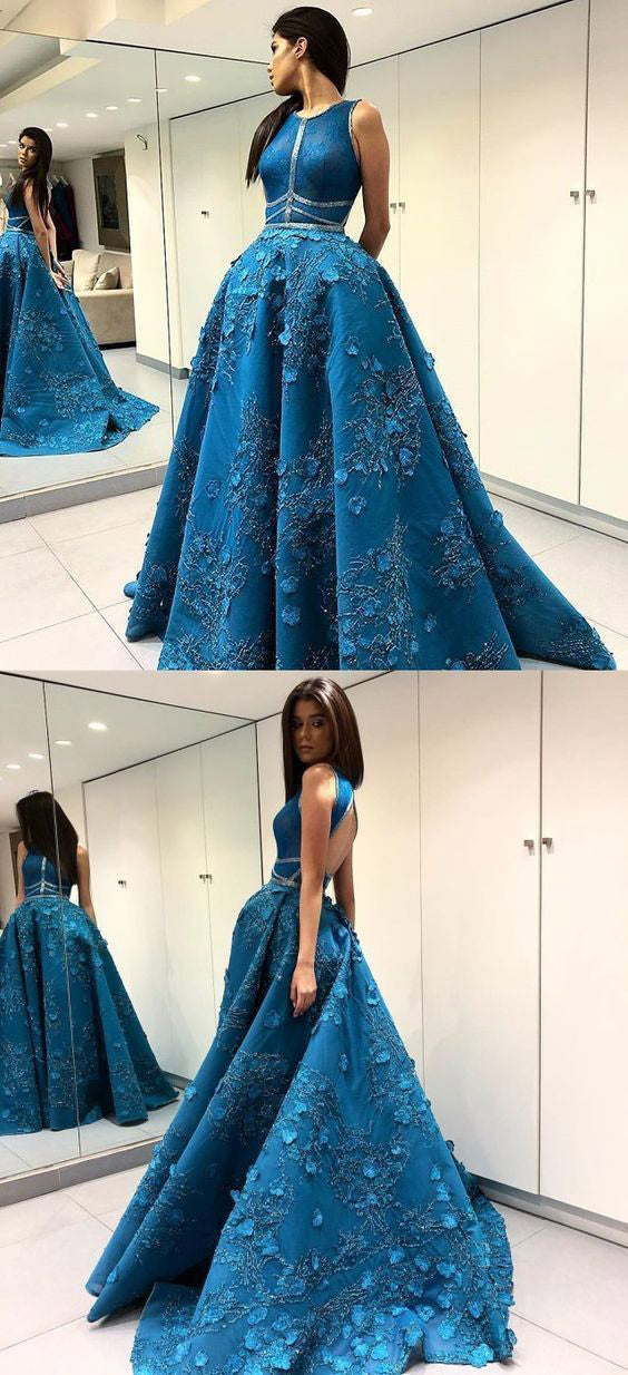 Unique Applique Formal A Line Elegant Expensive Long Prom Dresses, SG1