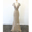 Short Sleeves V-neck Beaded Long Prom Dresses PG1143