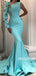 One Shoulder Long Sleeves Mermaid Long Prom Dresses PG1137