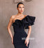 One Shoulder Black Mermaid Long Prom Dresses PG1139