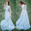 Cheap Formal Chiffon Blue Elegant Long Evening Prom Dresses, WG1072
