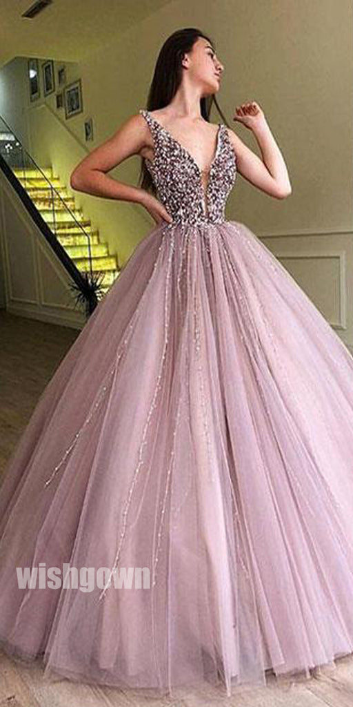 Charming Beaded Inexpensive Popular Evening Ball Gown Long Prom Dress, WG1130