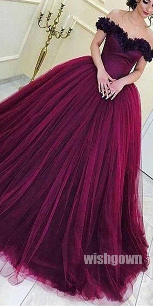 Off the Shoulder Popular Inexpensive Ball Gown Long Evening Prom Dresses, SG103