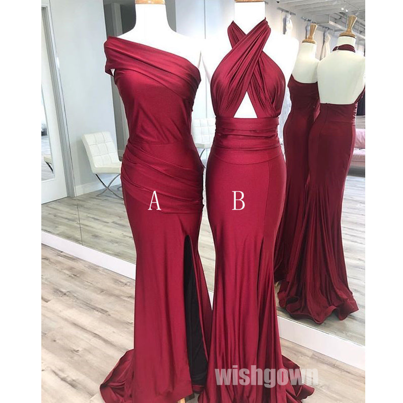 Mermaid Sexy Halter Open Back Wedding Party Long Bridesmaid Dresses, MD1104