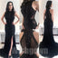 Black Sexy Mermaid Sparkle Heavy Beaded Side Split Long Prom Dresses, WG1075
