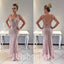 Pink Mermaid Open Back Beaded Inexpensive Evening Long Prom Dresses, WG1080