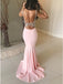 Elegant Open Back Pink Sexy Mermaid Cheap Long Evening Prom Dresses, WG1071 - Wish Gown