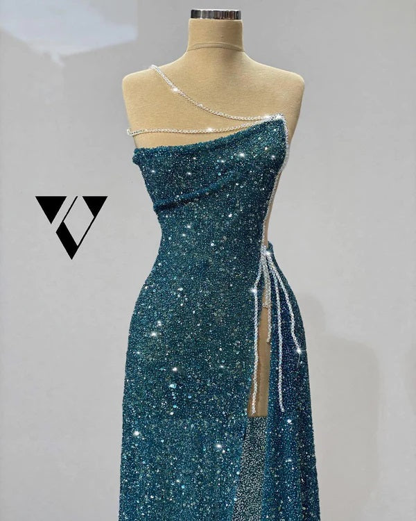 Gorgeous Sheath High Slit Maxi Long Evening Prom Dresses, WGP248
