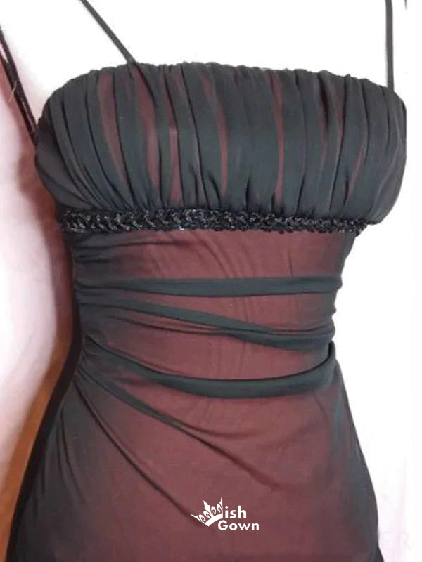 Simple Black Red Sheath Spaghetti Straps High Slit Long Evening Prom D Wish Gown Simple Black Red Sheath Spaghetti Straps High Slit Long Evening Prom D Wish Gown