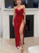Sexy Red Mermaid High Slit Sweetheart Maxi Long Evening Prom Dresses,WGP261