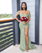 Mismatched Sage Mermaid Side Slit Cheap Long Bridesmaid Dresses Online, WGM136