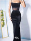 Simple Black Mermaid Spaghetti Straps Long Evening Prom Dresses, WGP243