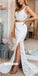 Two Piece V-neck Split Side Long Wedding Dress WDH043