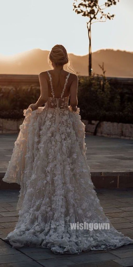 Gorgeous Applique Spaghetti Strap Dreaming Wedding Dress WDH052